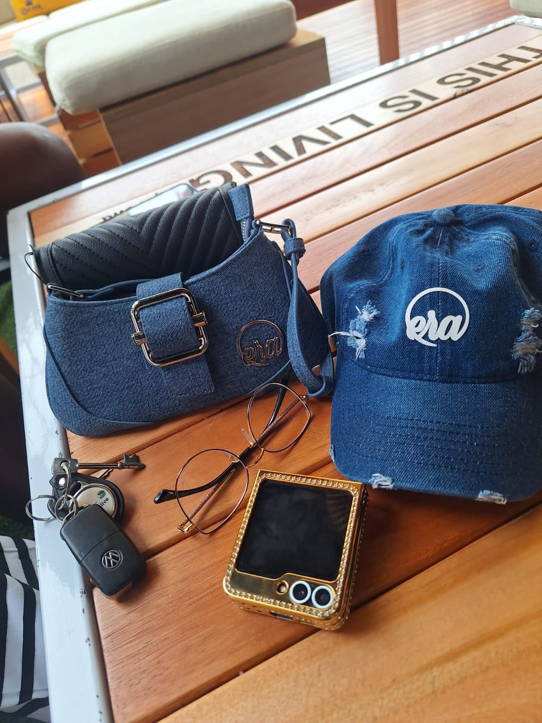 Customer photo review of Era Distressed Denim Cap