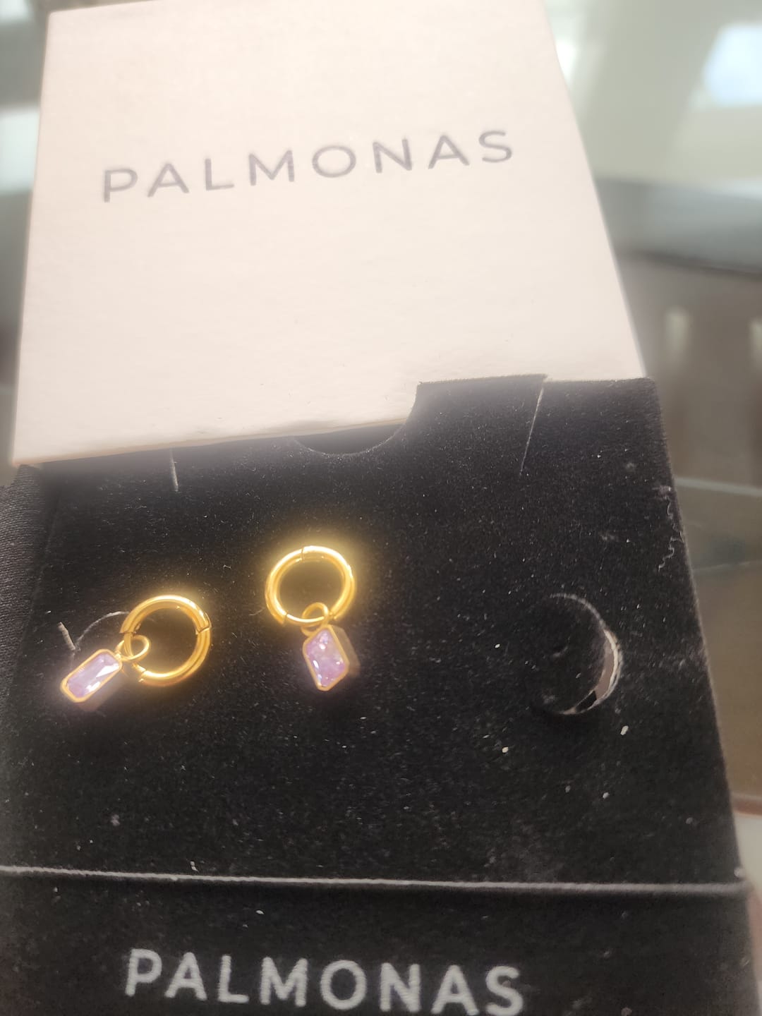 Customer photo review of Amethyst Glow Drop Hoop Earring