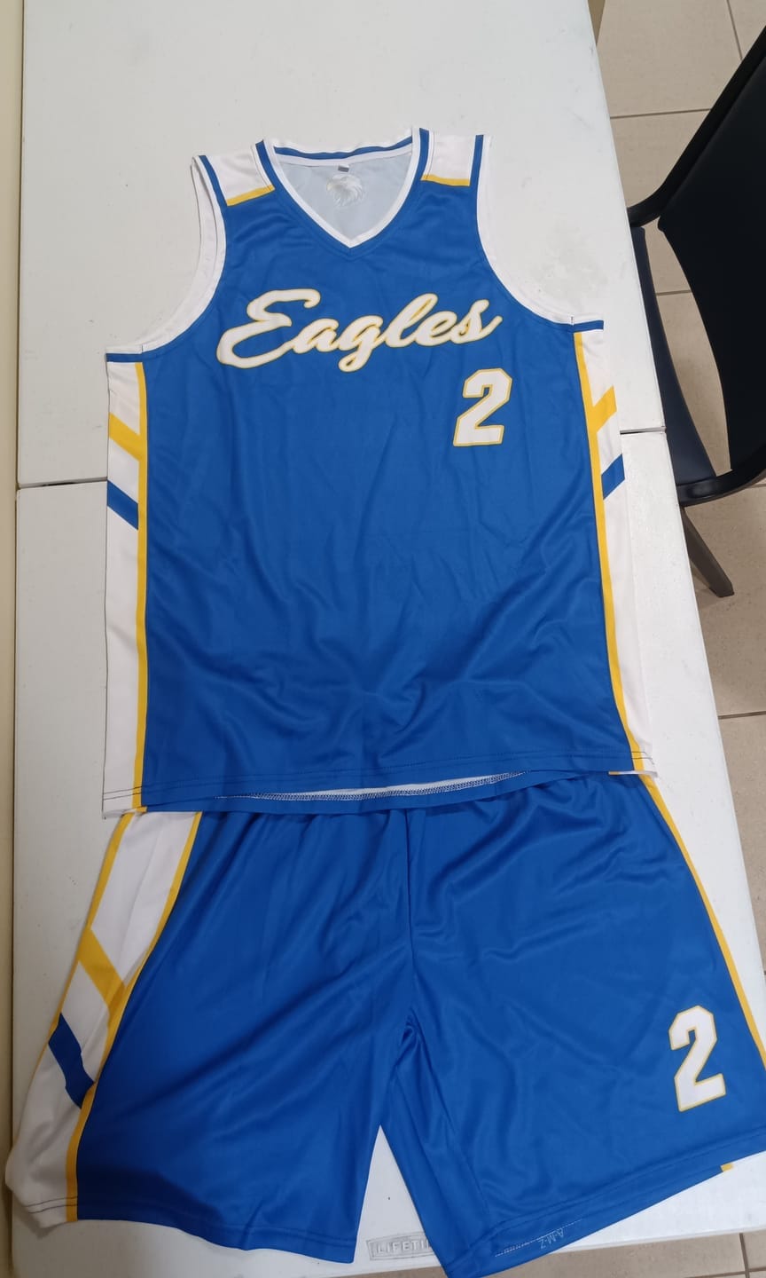 Customer photo review of Custom Sky Blue Light Purple Gradient Design Irregular Shapes Pattern Sports Uniform Basketball Jersey