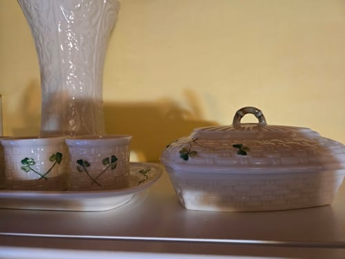 Customer photo review of Belleek Classic Shamrock Butter Dish