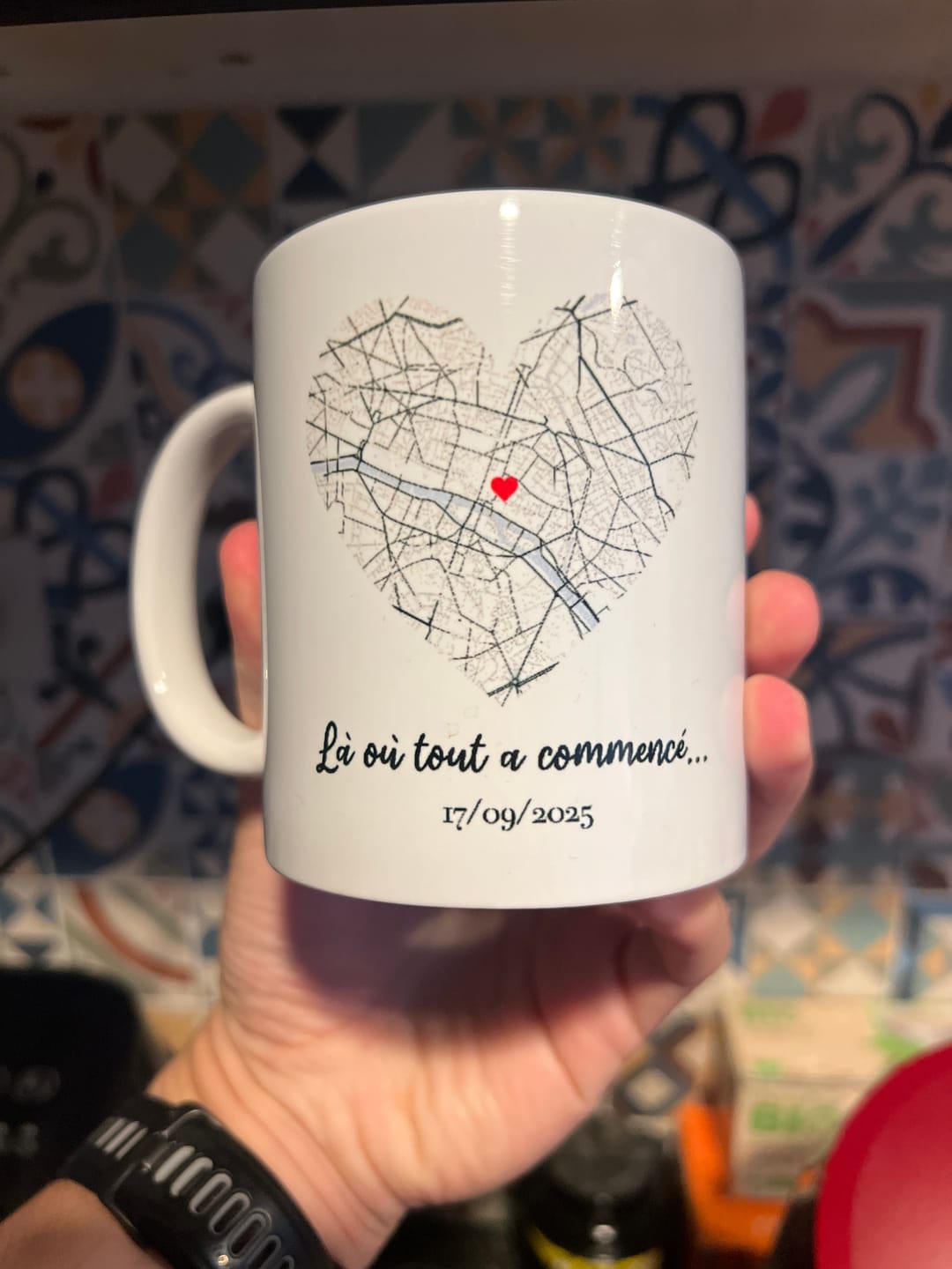 Customer photo review of Mug Personnalisé - Carte Lieu de Rencontre