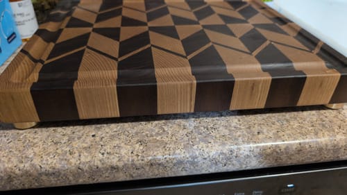 Customer photo review of Premium Cutting Board Feet - Brass/Stainless Steel