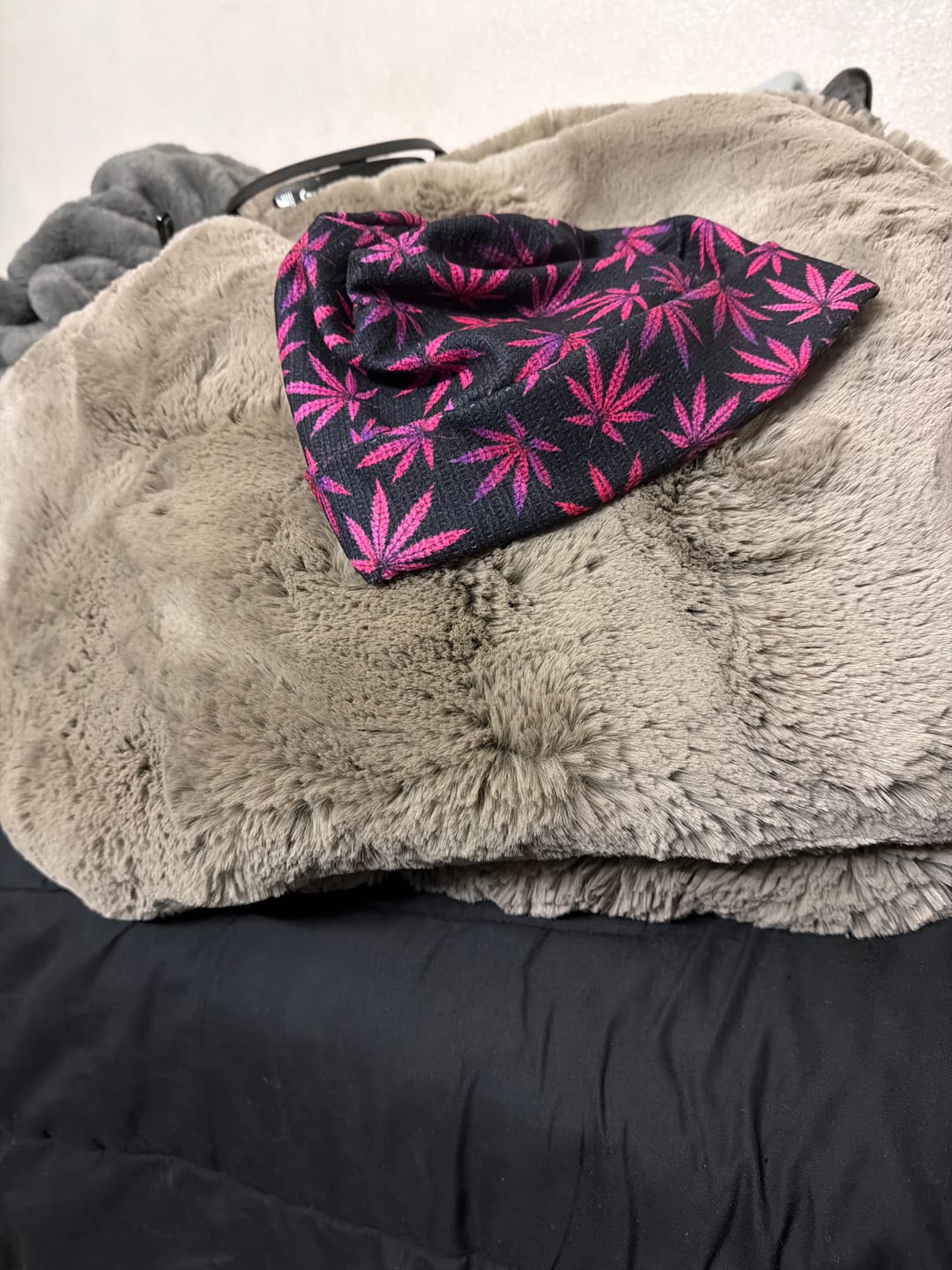 Customer photo review of Purple Marijuana Leaf Pattern Print Beanie