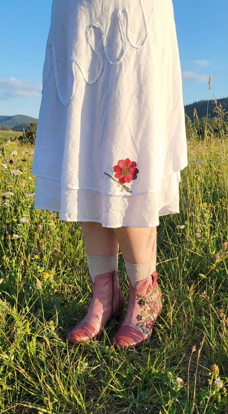 Customer photo review of Grace Blossom Pink Ankle Boots