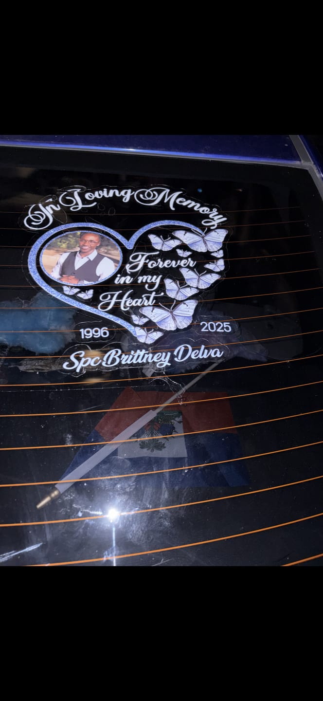Customer photo review of In Loving Memory Sparkling Heart Memorial Butterflies Personalized Decal
