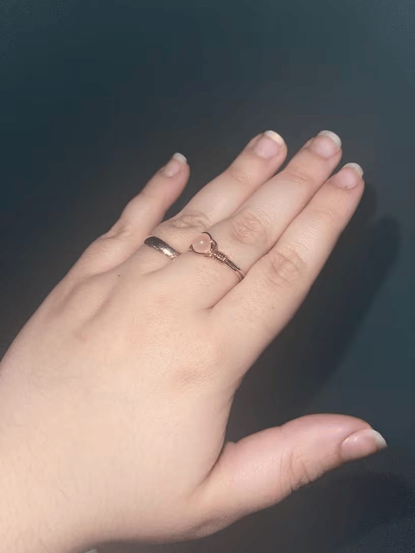 Customer photo review of Pembe Kuvars Yüzük Seti