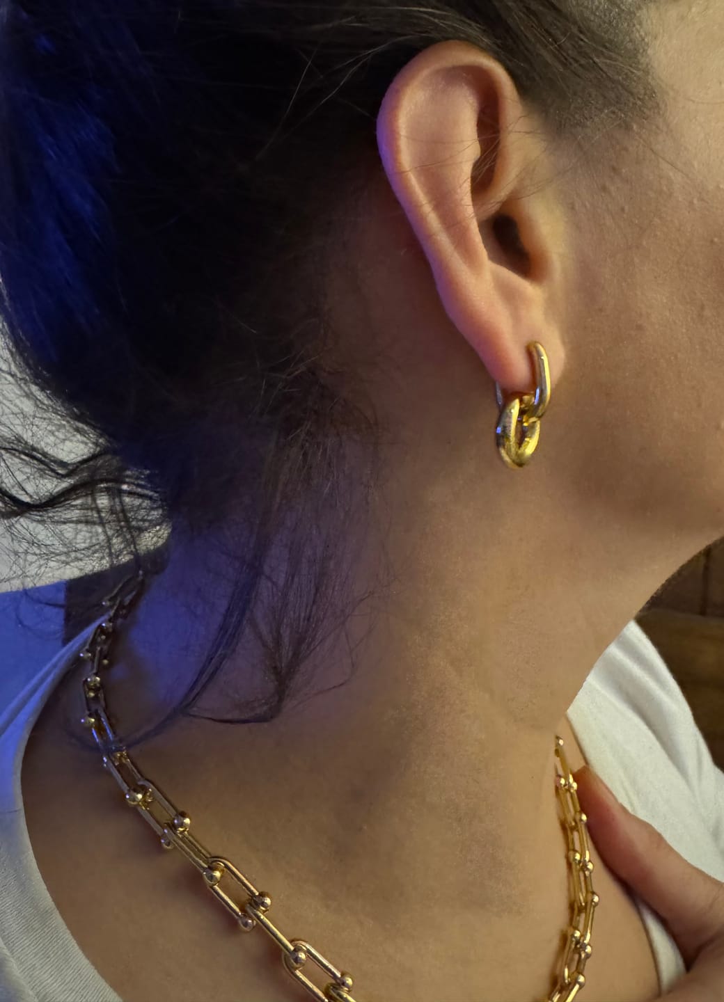 Customer photo review of Gold Unity Ring Earring