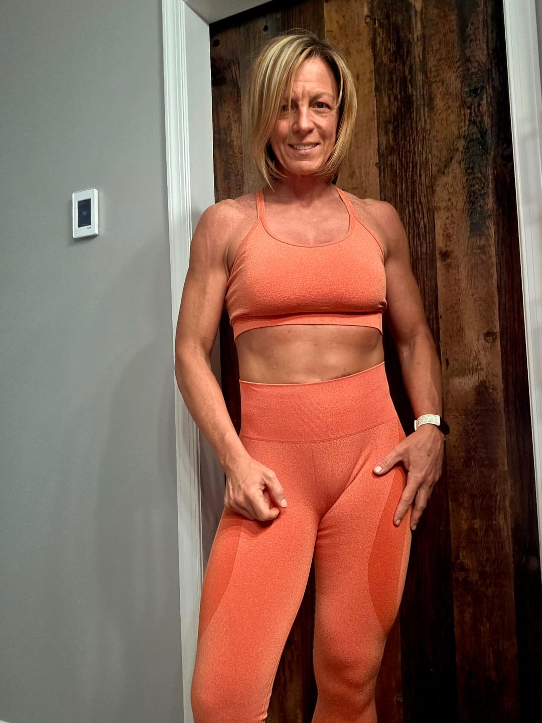 Customer photo review of Second Skin Seamless Y-Back Sports Bra Sorbet