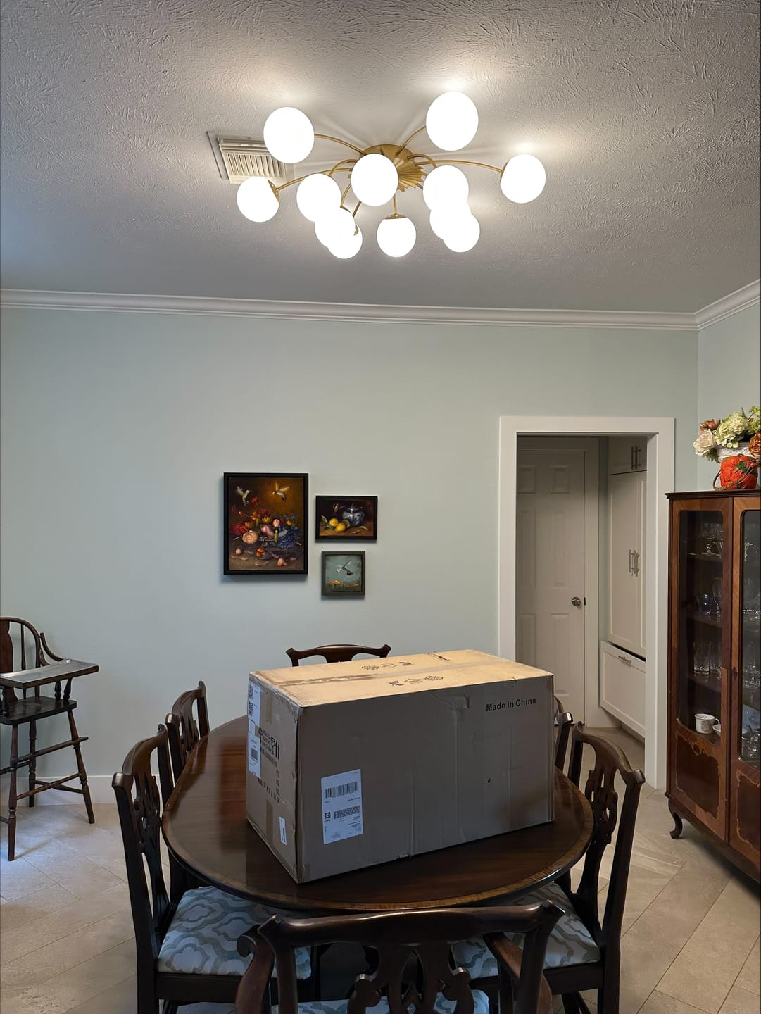 Customer photo review of Blossom 12-Light Opal Glass Bubble Semi Flush Chandelier