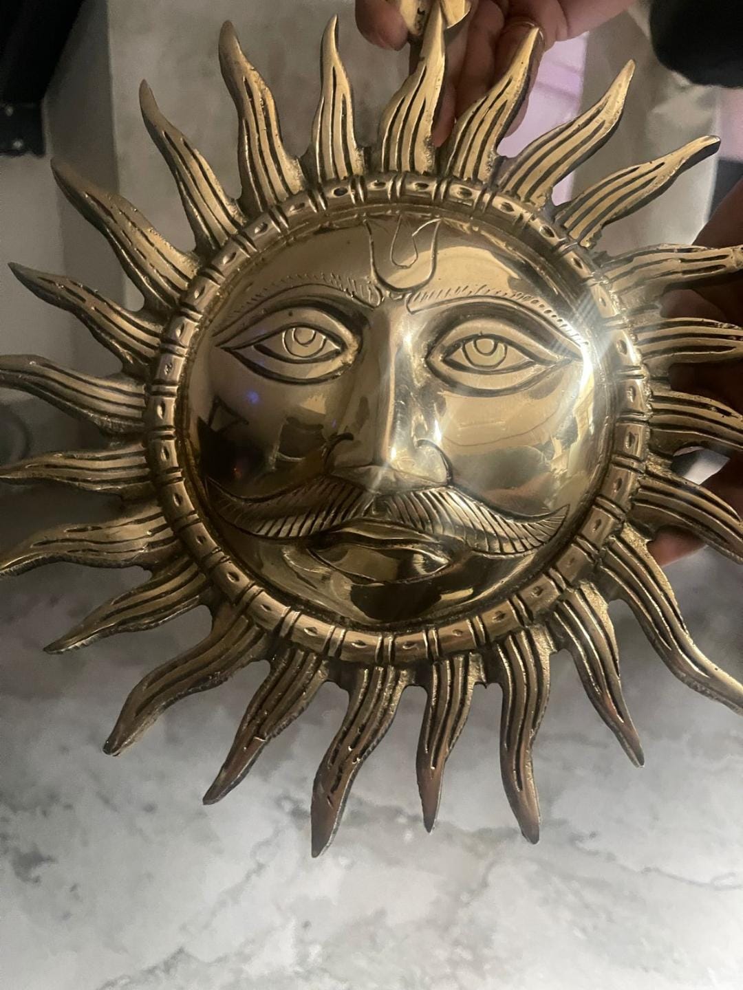 Customer photo review of Big Sun (Surya Ji) 100% Pure Brass Statue Idol, Wall Decorative Showpiece for Home, Office and Gifting by Vastu Mandir