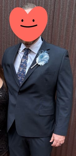 Customer photo review of Ties2you Mens Floral Necktie Navy Blue Formal Tuexdo Tie Pocket Square Cufflinks Set