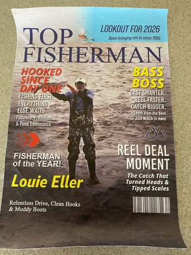 Customer photo review of Personalized "Top Fisherman" Magazine Cover Poster With Photo & Name Angler Funny Fisherman Gift For Fishing Lover
