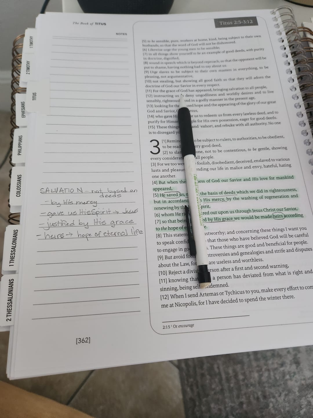 Customer photo review of Spiral Bible™ - NASB - New Testament - Flake