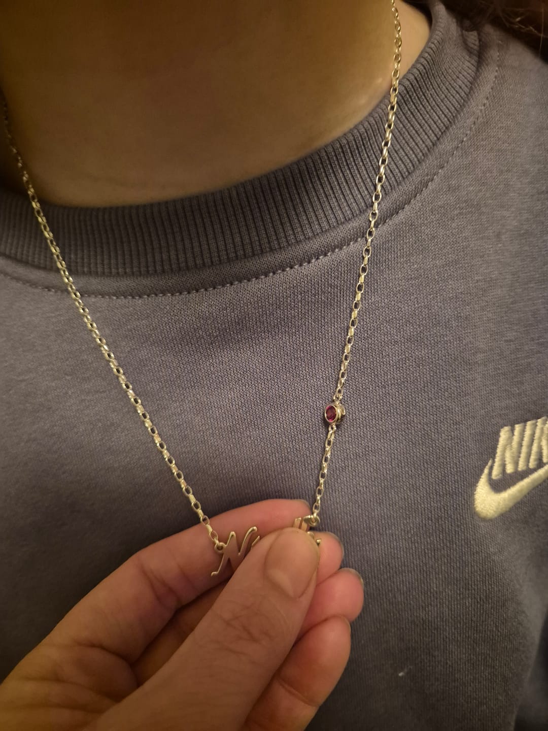 Customer photo review of (1-6 Letters) Sterling Silver Name Necklace with Birthstone