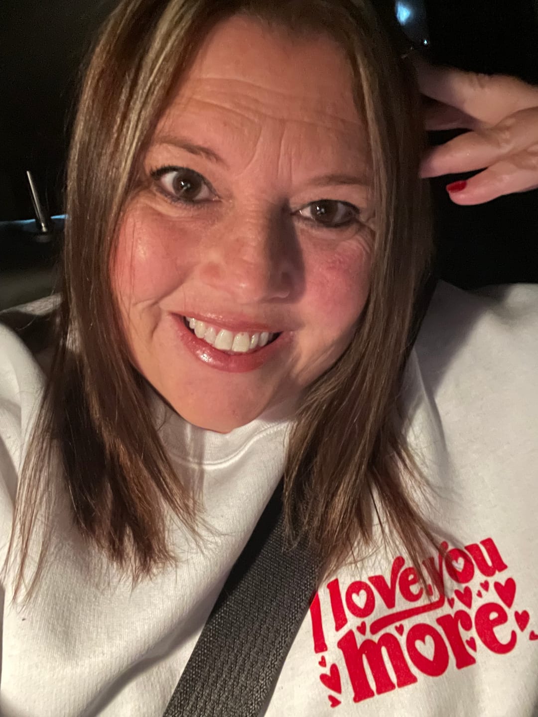 Customer photo review of Love You More • Adult White Pullover