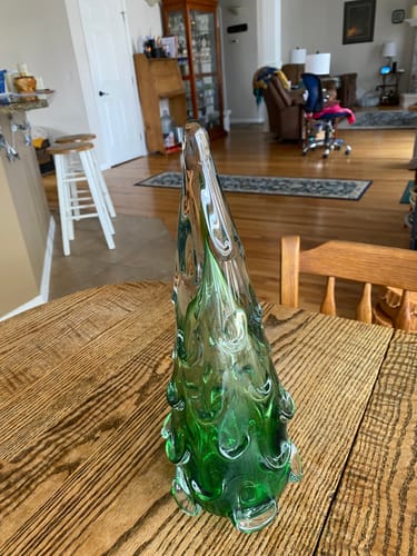 Customer photo review of Large Snow Drift Blown Glass Tree, Green