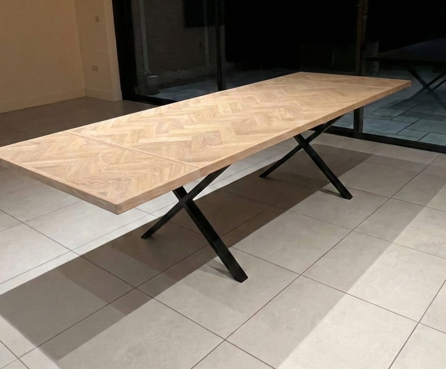 Customer photo review of Astrid Cotton Herringbone Dining Table Extendable