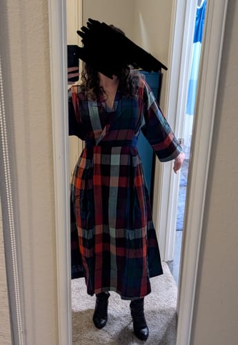 Customer photo review of NOVA WRAP DRESS | MOSAIC CHEX