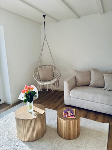 Customer photo review of YATOMI - Set de 2 tables basses rondes en bois massif avec rangement