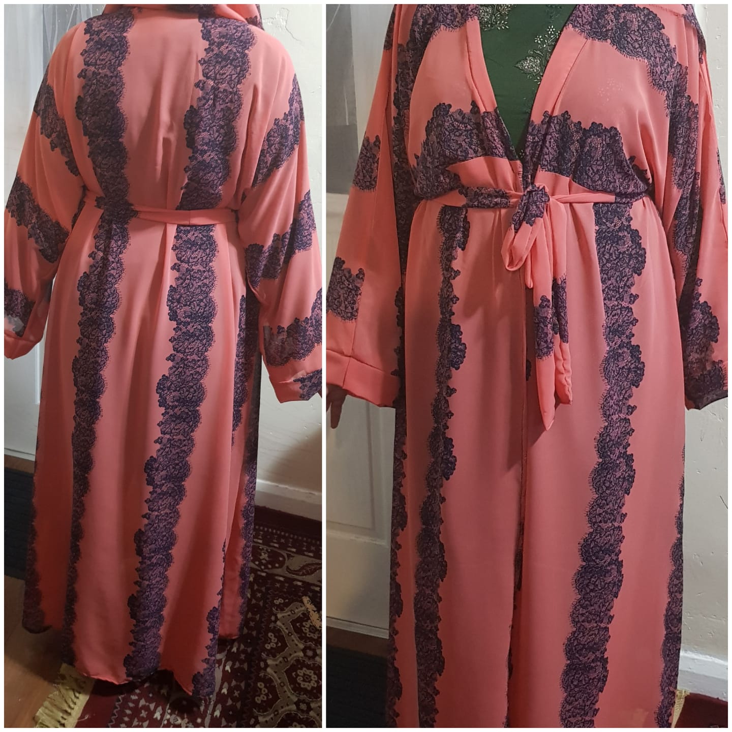 Customer photo review of Black Lace Design Chiffon Fabric