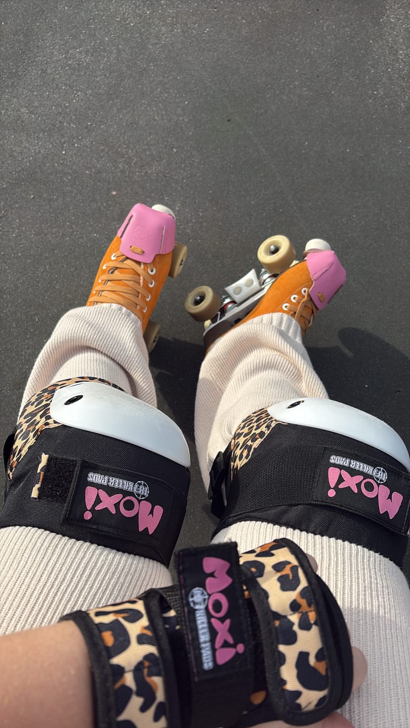 Customer photo review of Stitched Leather Roller Skate Toe Guards Protectors