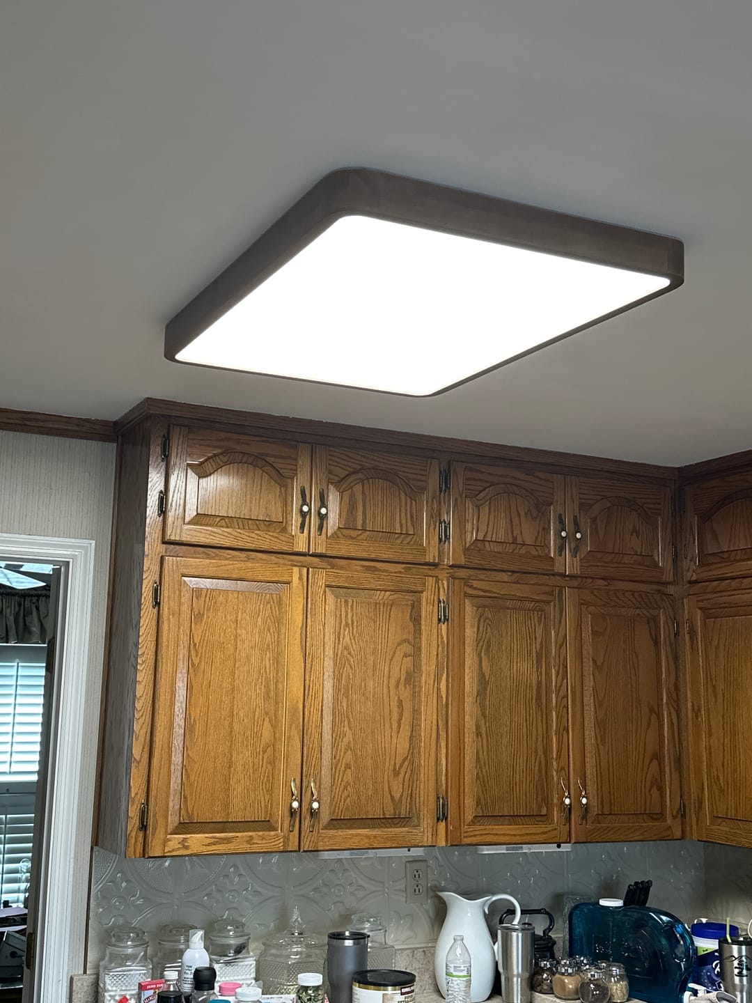 Customer photo review of Rectangle Walnut Dimmable LED Flush Mount Ceiling Light