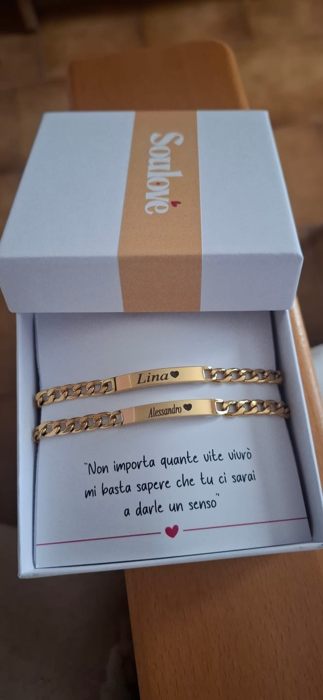Customer photo review of Coppia di Bracciali Amore Eterno Personalizzati con incisione