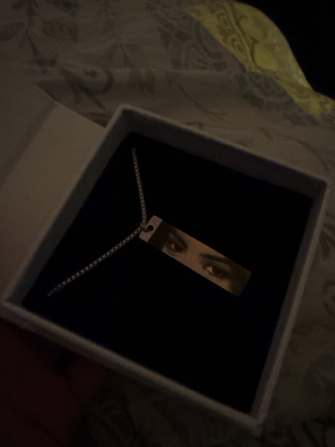 Customer photo review of Personalized Eye Photo Necklace