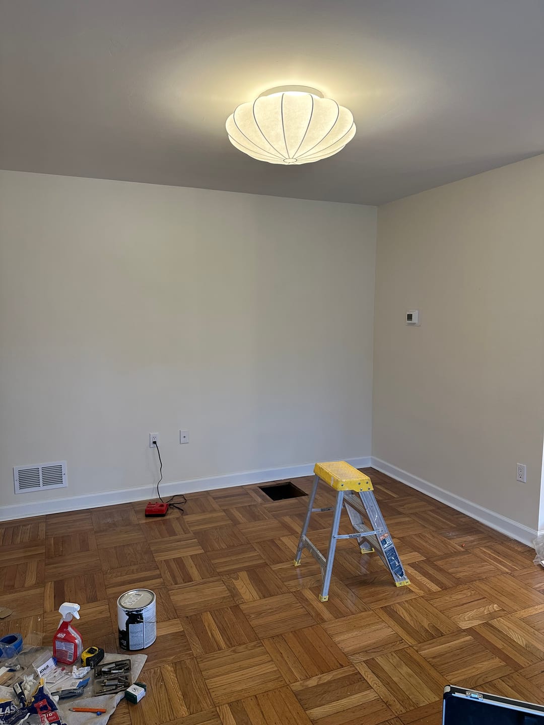 Customer photo review of Mid-Century Modern White Flush Mount Light