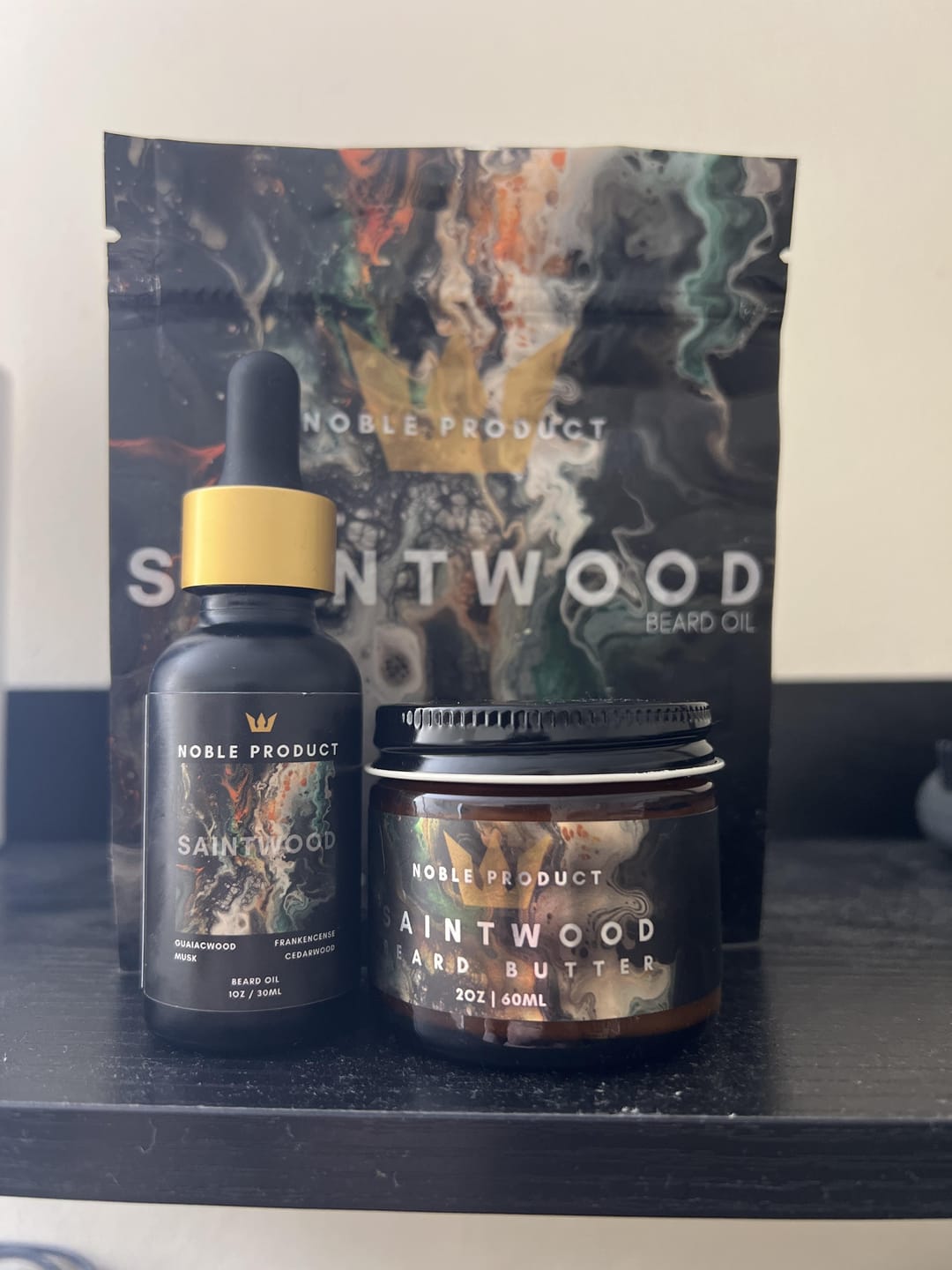 Customer photo review of SAINTWOOD BEARD CARE COMBO | Conditioning | Sandalwood & Amber | Butter & Oil Set
