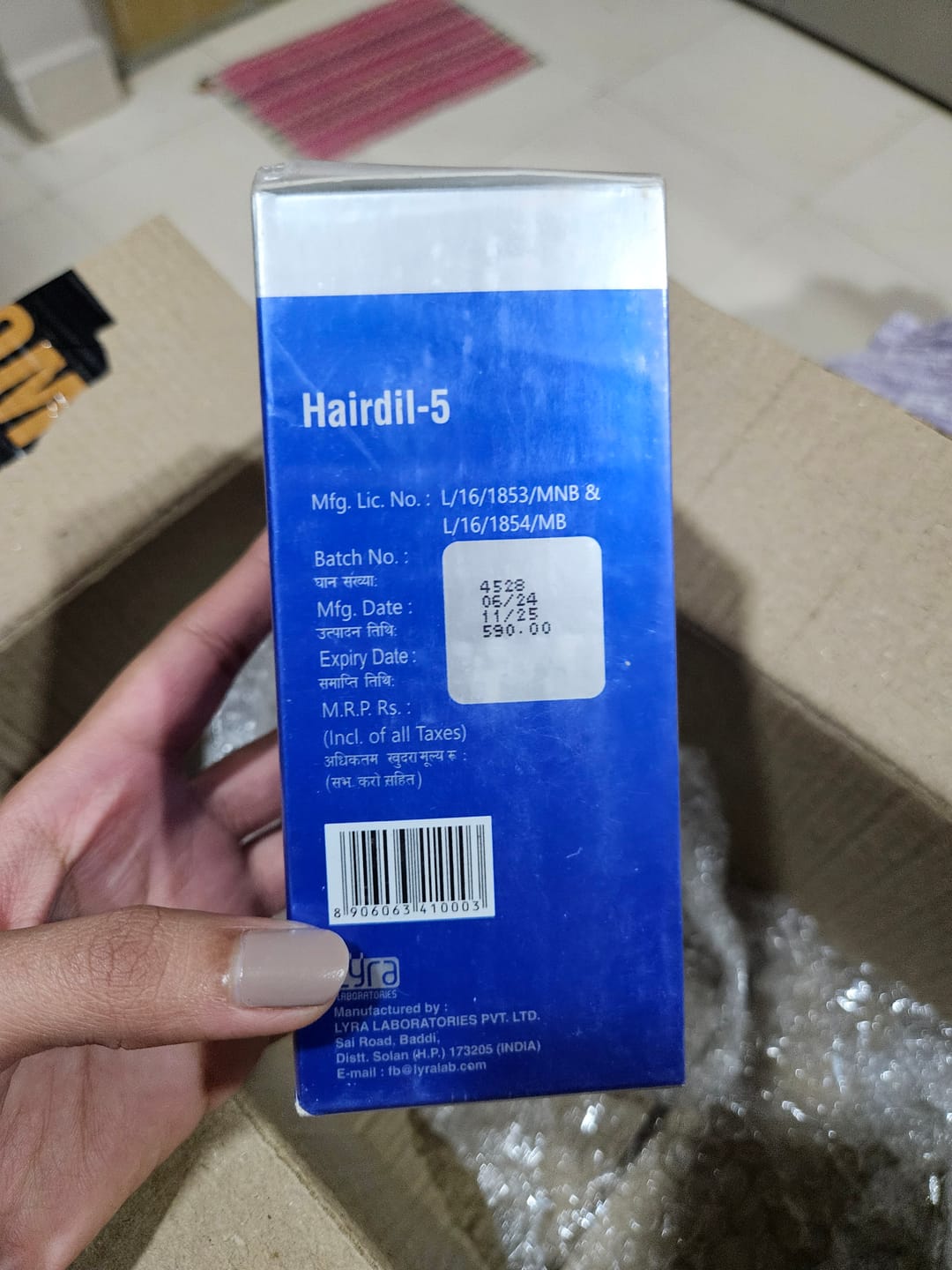 Customer photo review of Hairdil Minoxidil 5% 60 ml