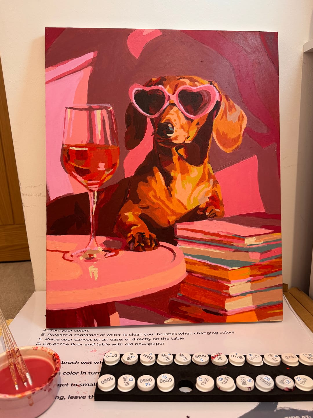 Customer photo review of Dachshund in pink | Paint by Number