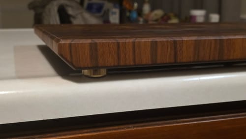 Customer photo review of Premium Cutting Board Feet - Brass/Stainless Steel