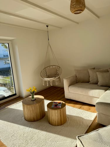 Customer photo review of YATOMI - Set de 2 tables basses rondes en bois massif avec rangement