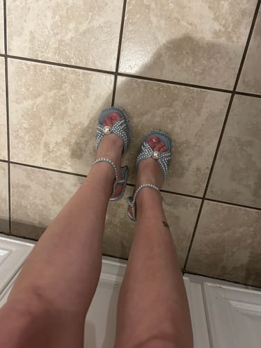 Customer photo review of SOMETHINGBLUE-BLUE PEARL PLATFORM SANDAL