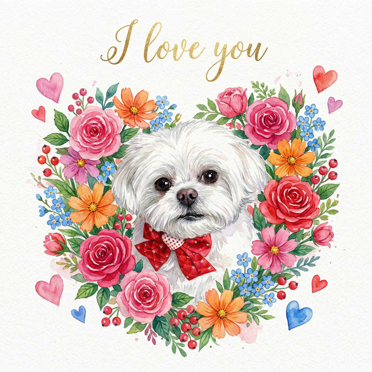 Customer photo review of Floral Embrace Watercolor Portrait