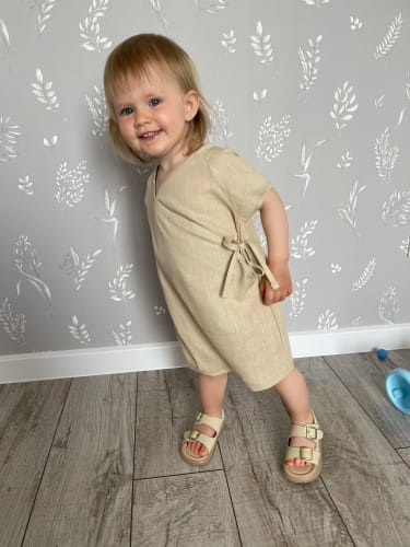 Customer photo review of Solid Linen Kimono Romper