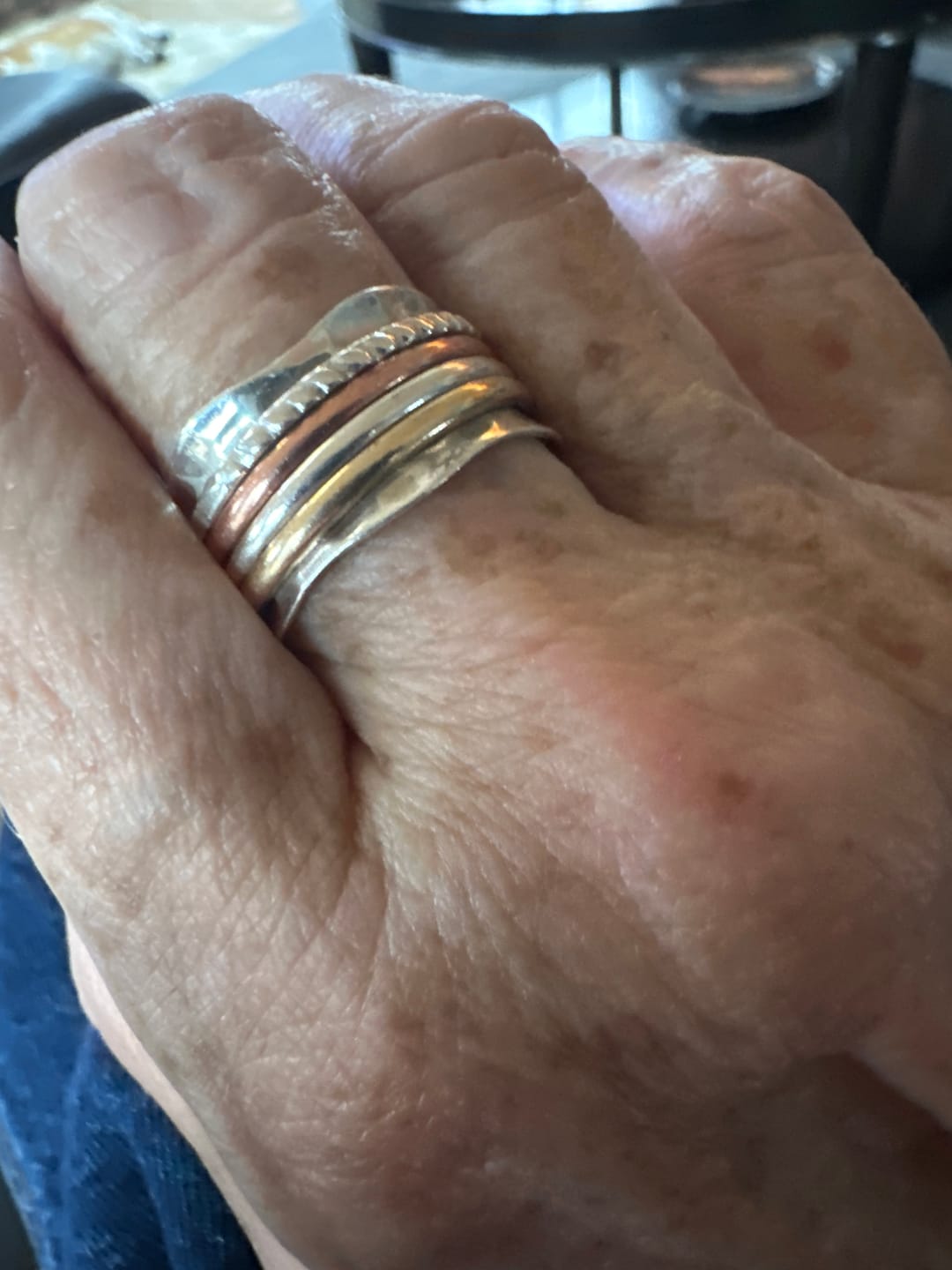 Customer photo review of Two Tone Meditation Spinner Ring Sterling Silver