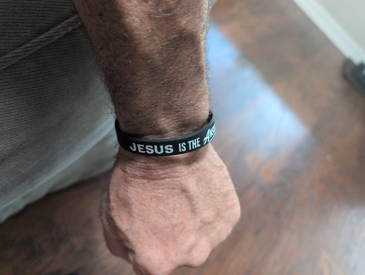 Customer photo review of Jesus Is The Answer Wristband
