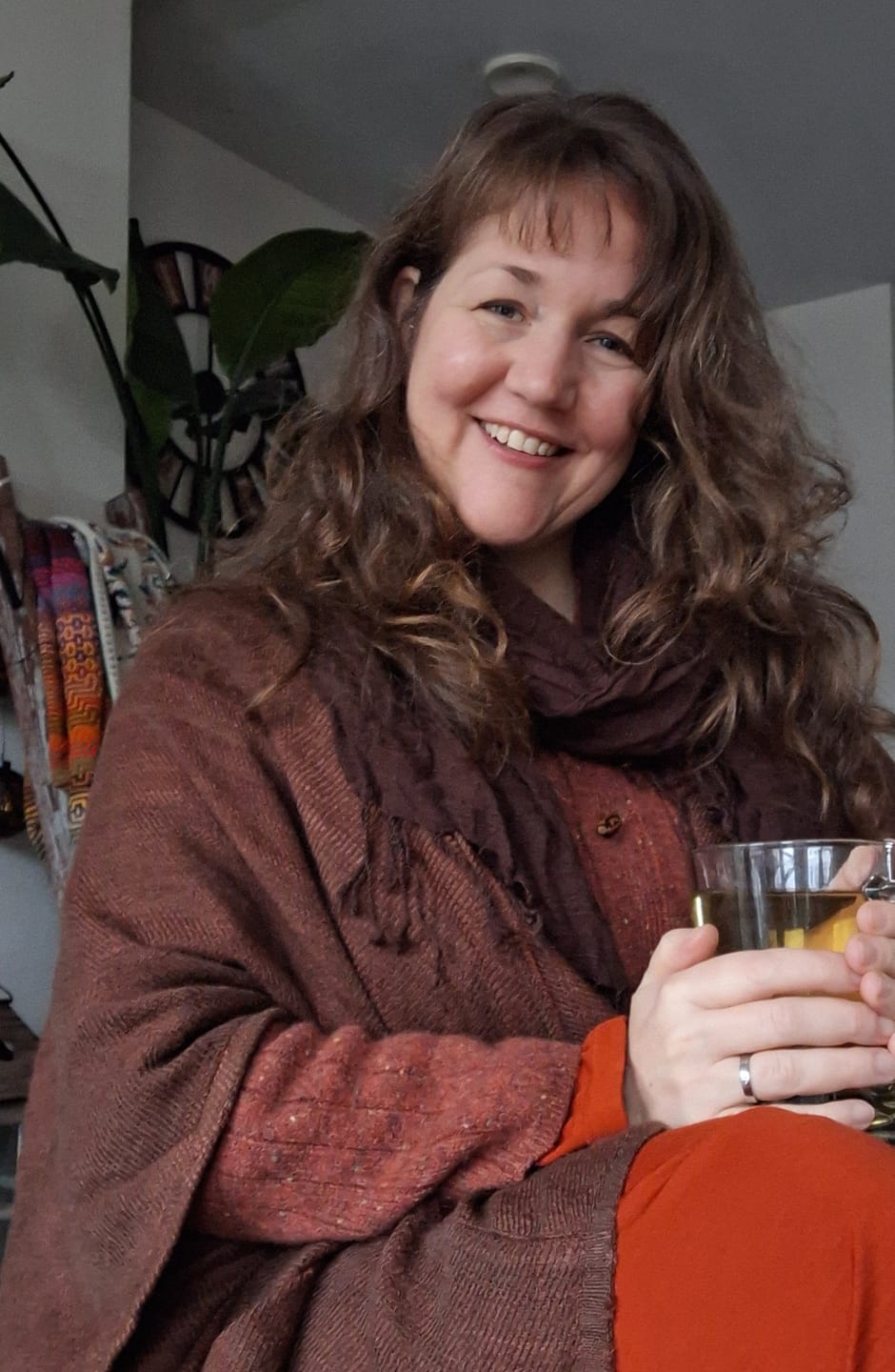 Customer photo review of NEW! JIVA Wool Silk Kimono Coffee