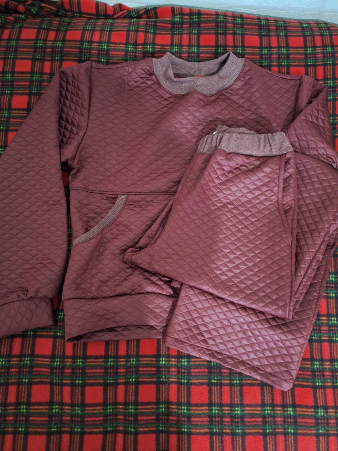 Customer photo review of Burgundy Quilted Jersey Fabric #2