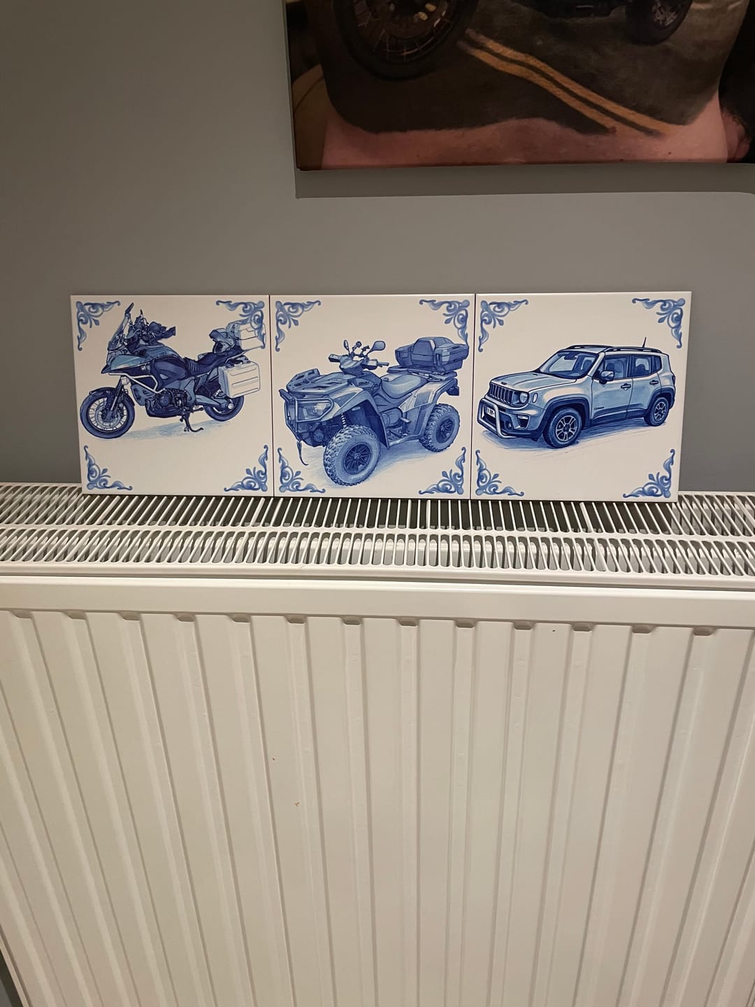 Customer photo review of Delfts Blauw tegeltje bedrukken met eigen auto