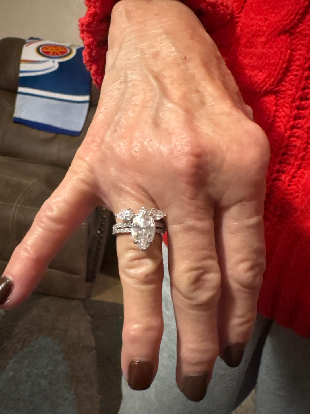 Customer photo review of S925 4.0Ct Marquise Cut Insert Wedding Ring Set For Women Stackable Ring Set In Sterling Silver