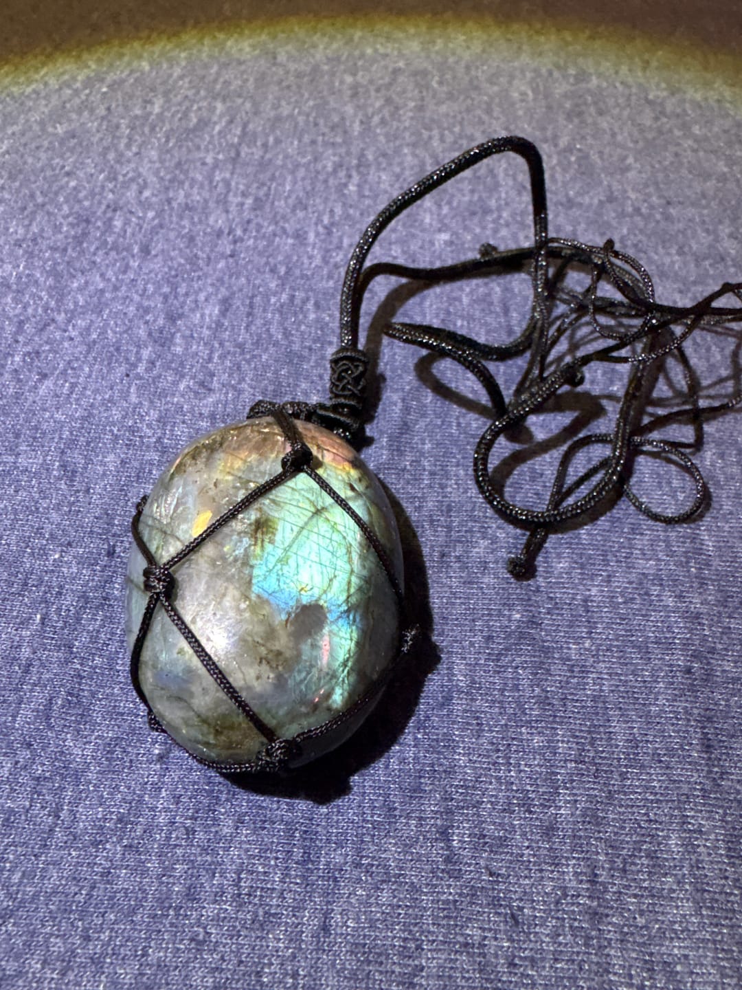 Customer photo review of Dragon's Heart Labradorite Necklace