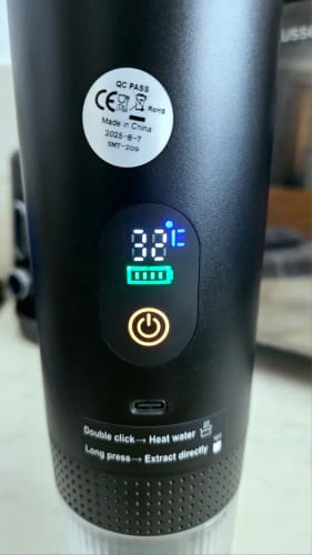 Customer photo review of Cafetera Espresso portátil eléctrica inalámbrica para coche y hogar, cafetera para acampar, cafetera de viaje en polvo con cápsula 3 en 1