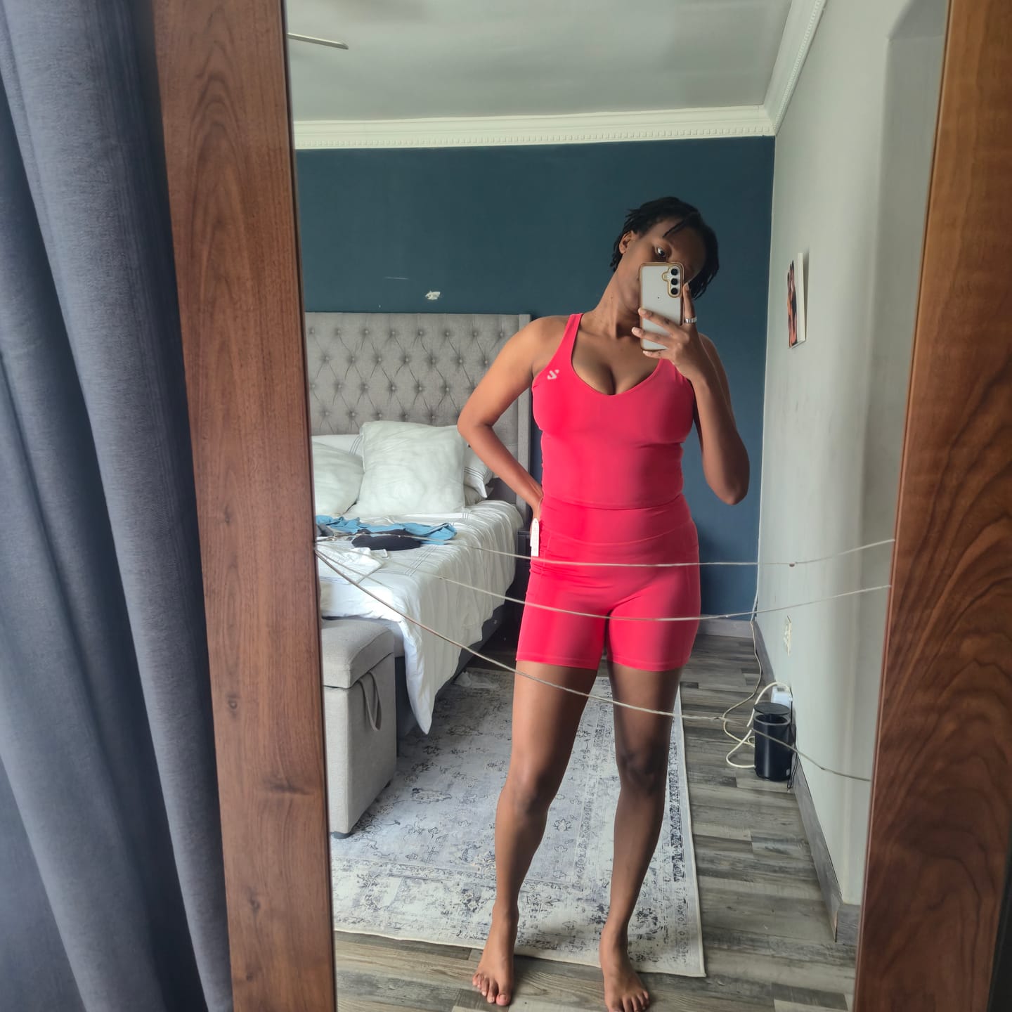 Customer photo review of Yoga Workout Clothes Gym Shorts Set