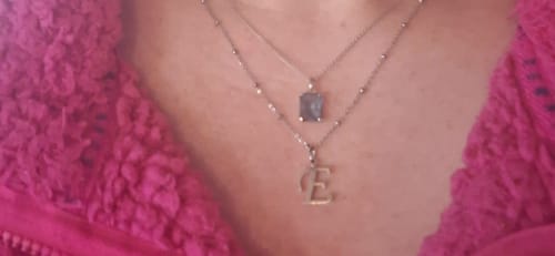 Customer photo review of E Script Initial Necklace Silver