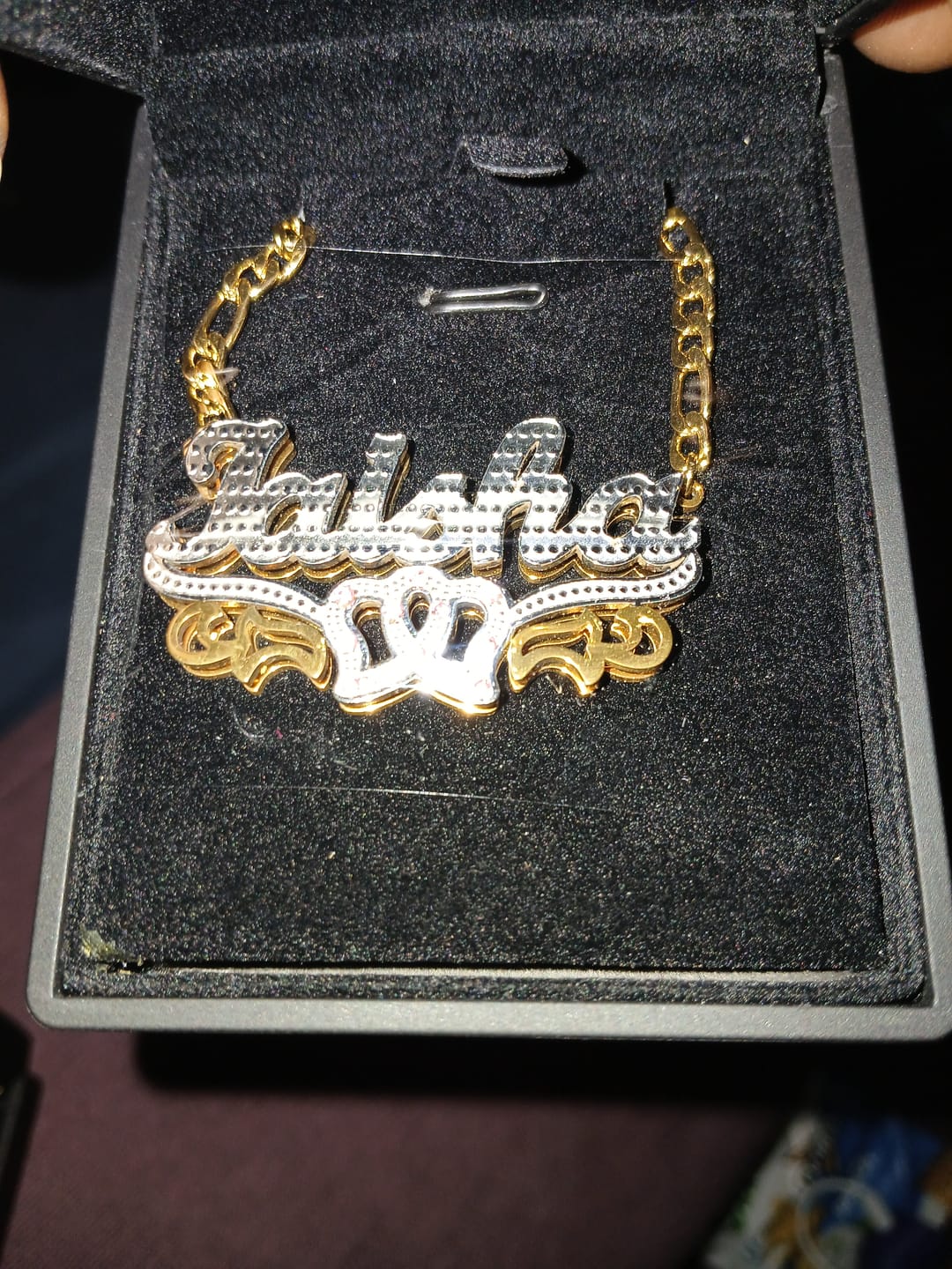 Customer photo review of Monarch Butterfly 3D Plated Name Necklace