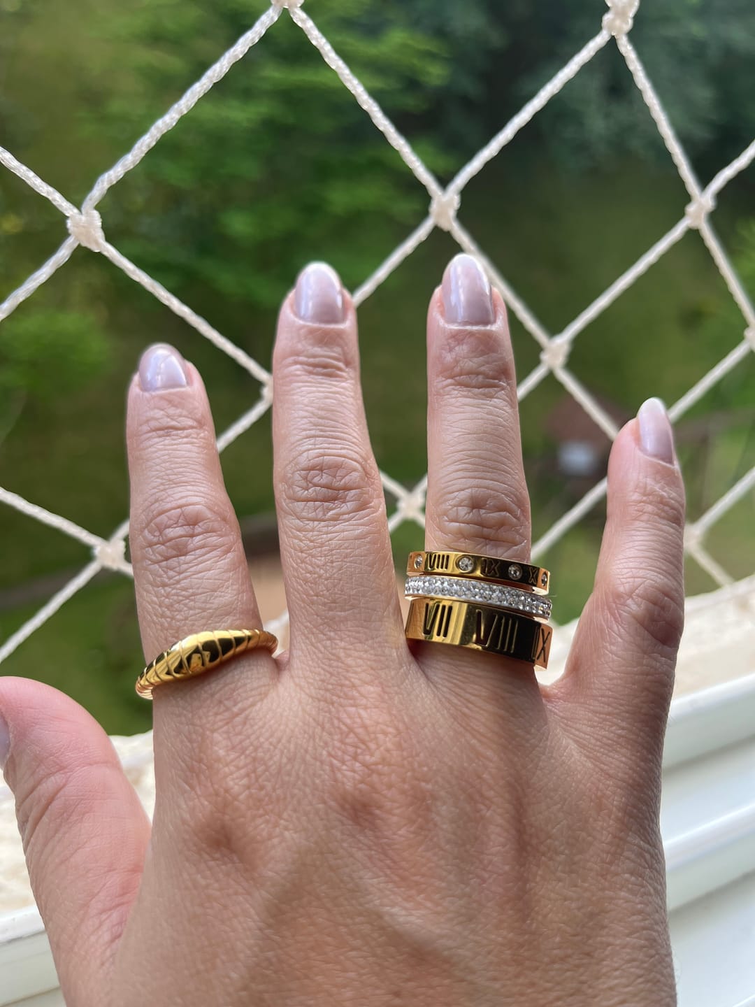 Customer photo review of Anel Triplo Beout Banhado em Ouro 18k