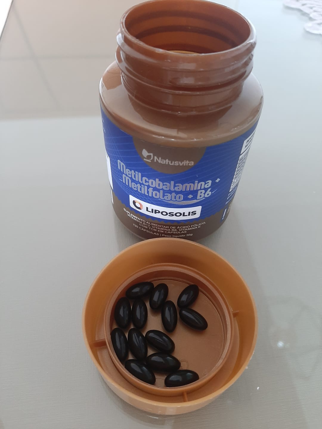 Customer photo review of Metilcobalamina B12 + Metilfolato + Vitamina B6 ativa. Tecnologia Lipossomal. Cápsulas softgel
